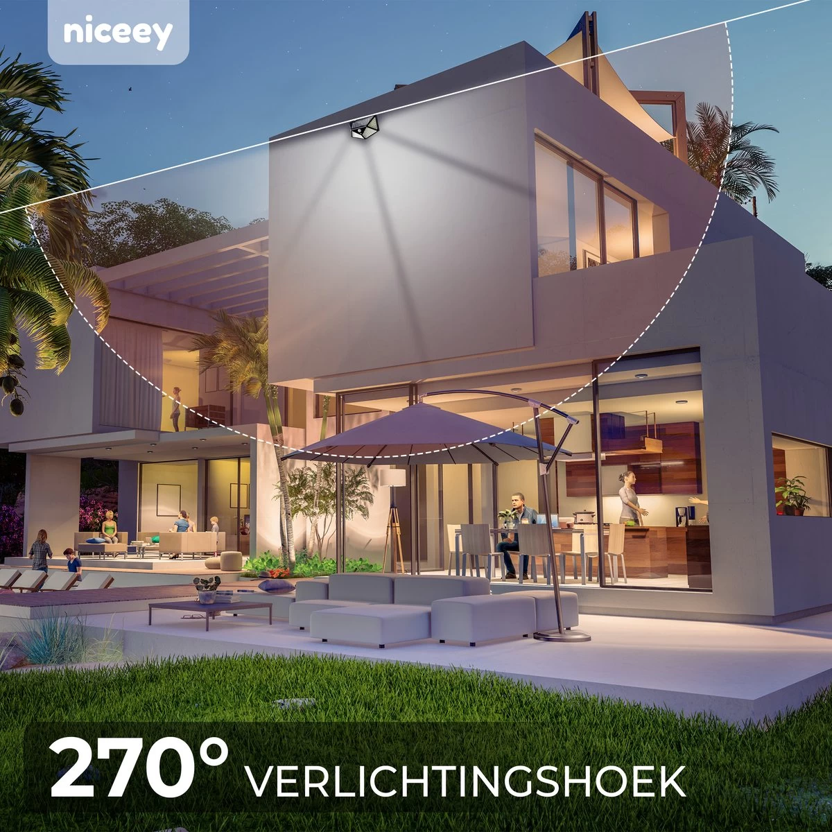 Niceey Solar Buitenlamp Met Bewegingssensor - 100 LED's - Wit Licht - Zonne-Energie - Wandlampen - Buiten Lamp - IP65 Waterdicht - 2 Stuks 8 Niceey Solar Buitenlamp Met Bewegingssensor - 100 LED's - Wit Licht - Zonne-Energie - Wandlampen - Buiten Lamp - IP65 Waterdicht - 2 Stuks - Afbeelding 6