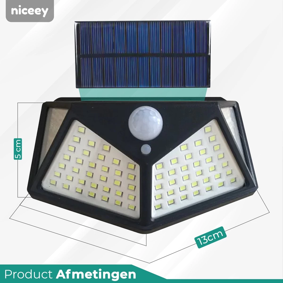 Niceey Solar Buitenlamp Met Bewegingssensor - 100 LED's - Wit Licht - Zonne-Energie - Wandlampen - Buiten Lamp - IP65 Waterdicht - 2 Stuks 9 Niceey Solar Buitenlamp Met Bewegingssensor - 100 LED's - Wit Licht - Zonne-Energie - Wandlampen - Buiten Lamp - IP65 Waterdicht - 2 Stuks - Afbeelding 7