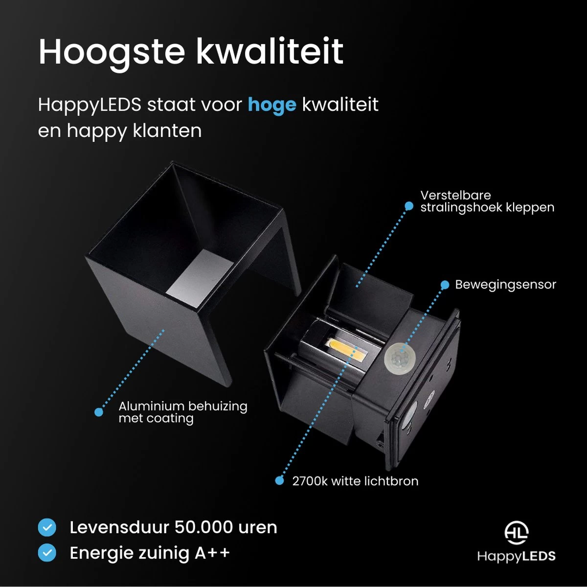 HappyLEDS® Wandlamp Met Bewegingssensor - Wandlamp Voor Binnen En Buiten - Buitenlamp Voordeelverpakking- Zwart - 2 Stuks 10 HappyLEDS® Wandlamp Met Bewegingssensor - Wandlamp Voor Binnen En Buiten - Buitenlamp Voordeelverpakking- Zwart - 2 Stuks - Afbeelding 8