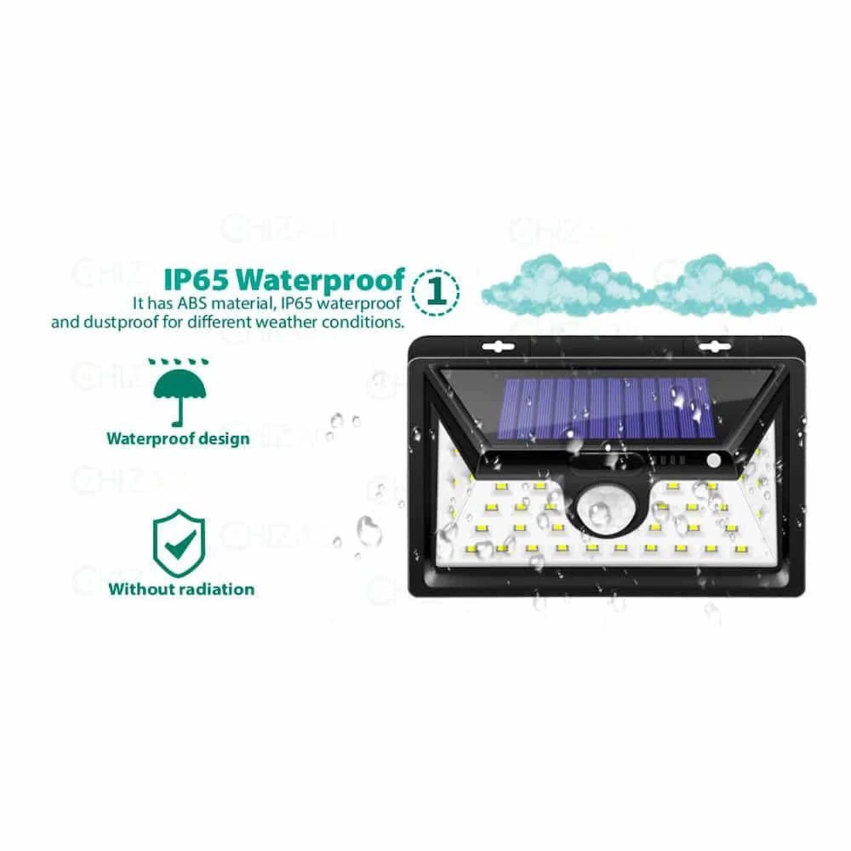 SensaHome Solar Lamp 34 Led Met Bewegingssensor Voor Buitenverlichting | Slimme Lamp | Energievriendelijk Op Zonne-energie | Buitenverlichting Wandlamp Met Sensor En Led 5 SensaHome Solar Lamp 34 Led Met Bewegingssensor Voor Buitenverlichting | Slimme Lamp | Energievriendelijk Op Zonne-energie | Buitenverlichting Wandlamp Met Sensor En Led - Afbeelding 3