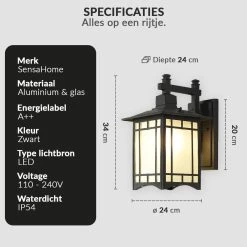 SensaHome Oriental - Klassieke Industriële Tuinlamp Buitenlamp | Luxe Wandlamp Met Japans Aziatische Stijl - Zwart -Philips Hue Winkel 1200x1200 1513