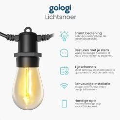 Gologi Lichtsnoer Buiten En Binnen - Lichtslinger 15M - Tuinverlichting LED - Warme Sfeerverlichting 2700K - Smart Verlichting - Koppelbaar Tot 30M -Philips Hue Winkel 1200x1200 1530