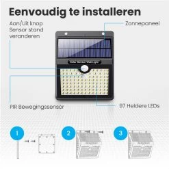 Auronic Buitenlamp - Zonne-energie - 2 Stuks - Bewegingssensor - 97 LED's - Wandlamp - IP65 - Zwart 18 Auronic Buitenlamp - Zonne-energie - 2 Stuks - Bewegingssensor - 97 LED's - Wandlamp - IP65 - Zwart -Philips Hue Winkel 1200x1200 1553