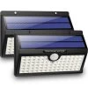 Auronic Buitenlamp - Zonne-energie - 2 Stuks - Bewegingssensor - 78 LED's - Wandlamp - IP65 - Zwart
