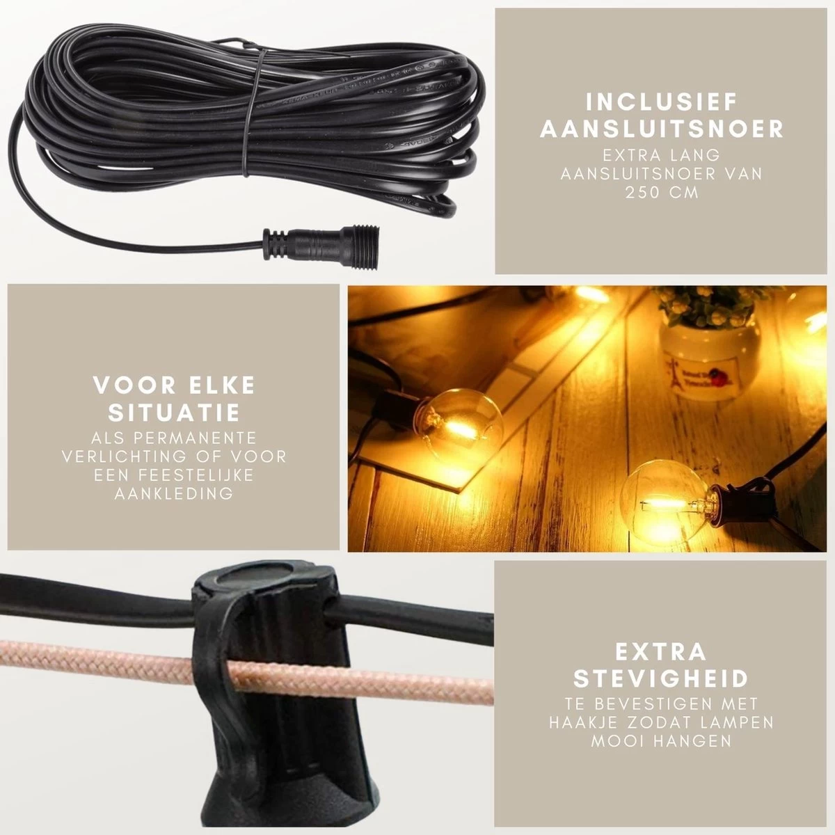 A Sunny Day Lichtsnoer Buiten Inclusief 25 LED Lampen Voor Buiten 7,5 Meter - Lichtsnoer Voor Buiten - 25 LED Lampen - Lichtslinger - Prikkabel - Lichtsnoer Binnen - Prikkabel Binnen - Lichtsnoer Tuin 5 A Sunny Day Lichtsnoer Buiten Inclusief 25 LED Lampen Voor Buiten 7,5 Meter - Lichtsnoer Voor Buiten - 25 LED Lampen - Lichtslinger - Prikkabel - Lichtsnoer Binnen - Prikkabel Binnen - Lichtsnoer Tuin - Afbeelding 3