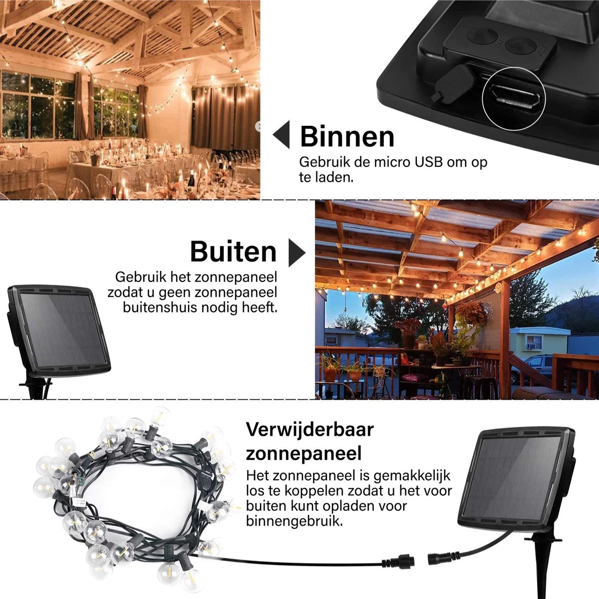 Homèlle Solar Lichtsnoer - 25 LED - 7.5 Meter - Warm-wit - Tuinverlichting Op Zonne-energie - Kerstverlichting - Buitenverlichting - Lichtslinger - Lampjes Slinger - Transperant 4 Homèlle Solar Lichtsnoer - 25 LED - 7.5 Meter - Warm-wit - Tuinverlichting Op Zonne-energie - Kerstverlichting - Buitenverlichting - Lichtslinger - Lampjes Slinger - Transperant - Afbeelding 2