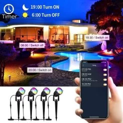 Merkloos Buitenverlichting - Bluetooth Led Tuinspot - LED Tuinspots - Tuinlampen - Te Besturen Met Mobiele App - RGB Multicolour - Waterdicht IP66 - 4 Stuks -Philips Hue Winkel 1200x1200 1773