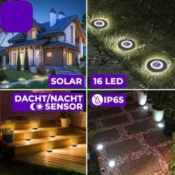 Shutterlight® 16 LED Solar Grondspot - Tuinverlichting - Zonlichtsensor - Zonne-energie - Matte Zwart - Warm Wit Licht - 4 Stuks - Buiten -Philips Hue Winkel 1200x1200 1787