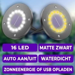 Shutterlight® 16 LED Solar Grondspot - Tuinverlichting - Zonlichtsensor - Zonne-energie - Matte Zwart - Warm Wit Licht - 4 Stuks - Buiten -Philips Hue Winkel 1200x1200 1790