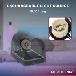 Hoftronic Smart Alvin - Smart LED Wandlamp - WiFi + Bluetooth - Downlight - GU10 5,5 Watt 400lm - RGBWW 16,5 Miljoen Kleuren - Slimme Muurlamp - Geschikt Als Binnen En Buiten Wandlamp - 3 Jaar Garantie -Philips Hue Winkel 1200x1200 1876