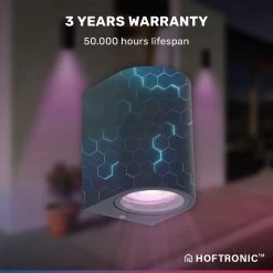 Hoftronic Smart Alvin - Smart LED Wandlamp - WiFi + Bluetooth - Downlight - GU10 5,5 Watt 400lm - RGBWW 16,5 Miljoen Kleuren - Slimme Muurlamp - Geschikt Als Binnen En Buiten Wandlamp - 3 Jaar Garantie -Philips Hue Winkel 1200x1200 1877