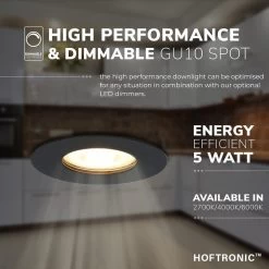 HOFTRONIC™ LED Inbouwspots 3 Spots - Zwart - Rond - IP65 - GU10 - Dimbaar - Spot Bari - 5 Watt 2700K Warm Wit -Philips Hue Winkel 1200x1200 1893