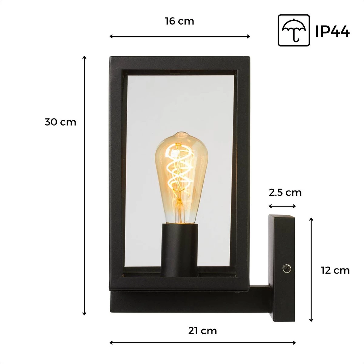 DMQ Buitenlamp Boston - Lantaarn Zwart IP44 - Voordeur - Wand / Hanglamp 9 DMQ Buitenlamp Boston - Lantaarn Zwart IP44 - Voordeur - Wand / Hanglamp - Afbeelding 7