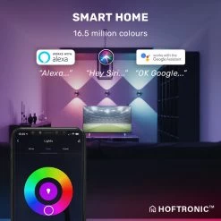 Hoftronic Smart Cupo - LED Wandlamp Up & Down Smart - RGBWW 16,5 Miljoen Kleuren - 6 Watt 600 Lumen - Zwart - Gevellamp Met Music Sync - IP54 Waterdicht - Geschikt Als Wandlamp Buiten, Wandlamp Badkamer En Wandlamp Binnen - 3 Jaar Garantie -Philips Hue Winkel 1200x1200 1946