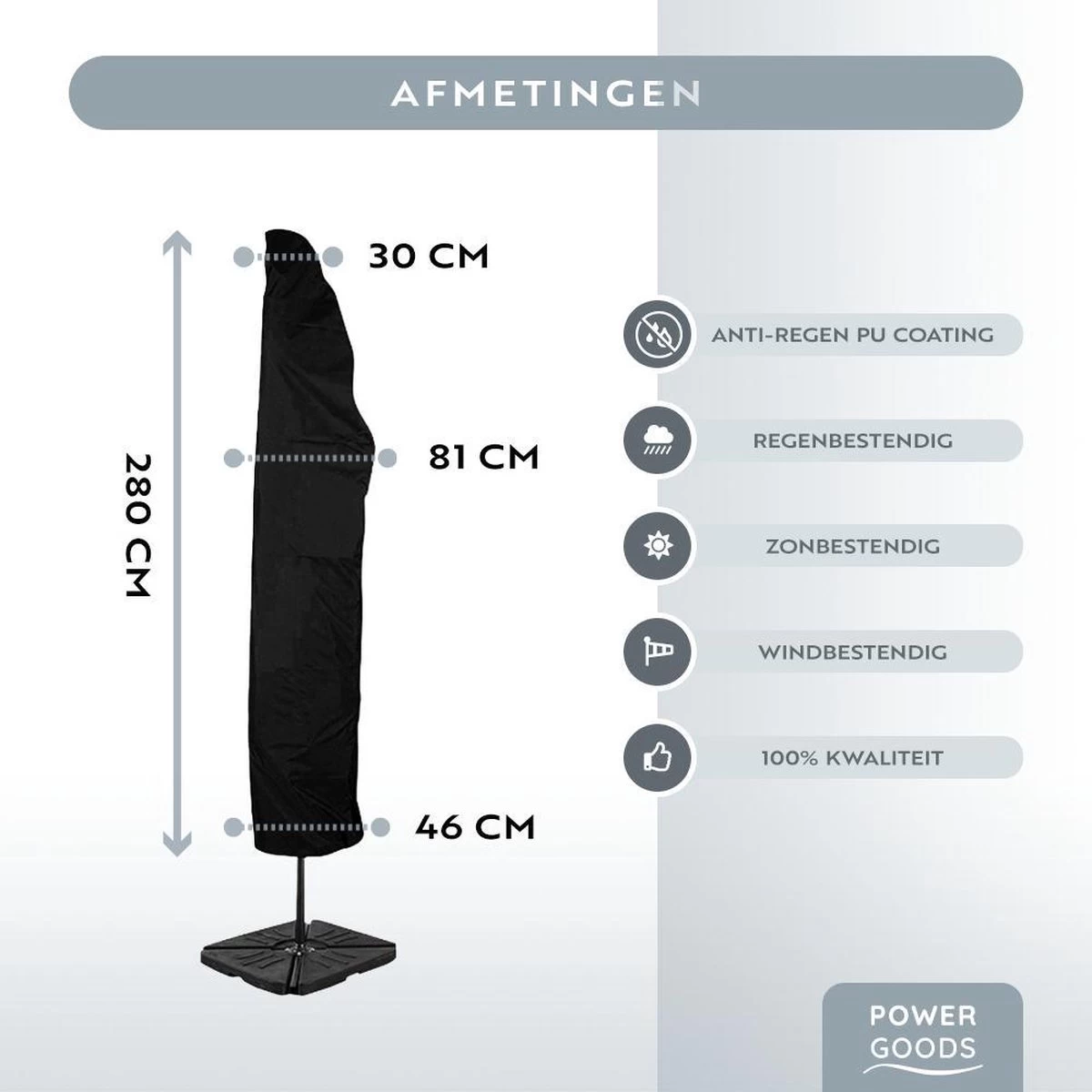 Power Goods Parasolhoes XXL Voor Zweefparasol – Parasolhoes Met Rits En Stok – Parasolhoes Staande Parasol – Tuinmeubelhoezen – Beschermhoes Zweefparasol – Waterproof – Anti-UV – 280 X 81 Cm 4 Power Goods Parasolhoes XXL Voor Zweefparasol – Parasolhoes Met Rits En Stok – Parasolhoes Staande Parasol – Tuinmeubelhoezen – Beschermhoes Zweefparasol – Waterproof – Anti-UV – 280 X 81 Cm - Afbeelding 2