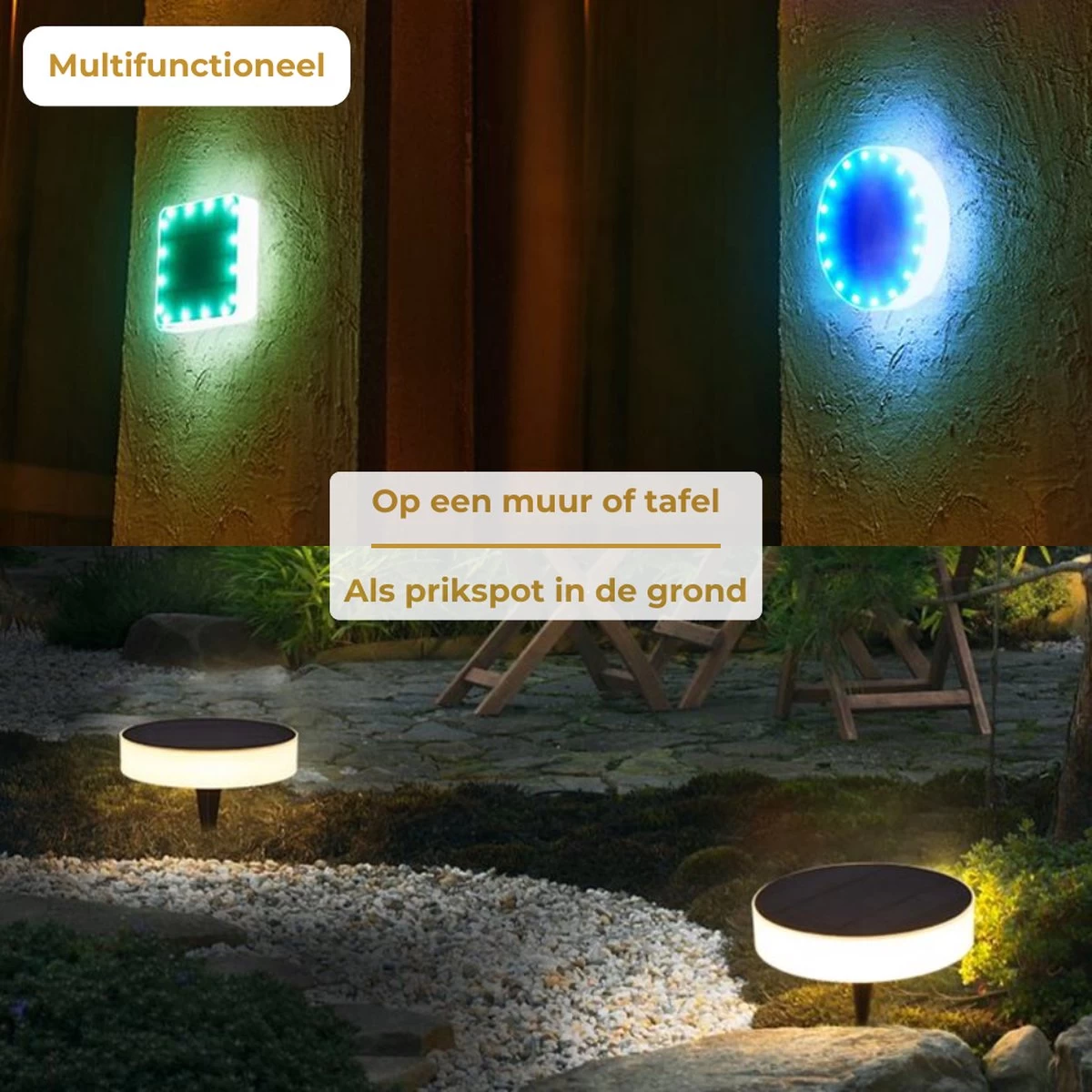 Lueas® - Solar Grondspot Telefoonbestuurbaar- Met App - Zonne-energie - Muurlamp - Lichtsensor - Bluetooth 8 Lueas® - Solar Grondspot Telefoonbestuurbaar- Met App - Zonne-energie - Muurlamp - Lichtsensor - Bluetooth - Afbeelding 6