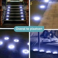 ForDig Solar Grondspots (4 Stuks) - RVS Grond Spots Op Zonne-energie Met 16 LED Spotjes - 10 Uur Buiten Verlichting In Tuin - IP65 Waterdicht - Tuinverlichting Lamp - Buitenverlichting Tuinlamp -Philips Hue Winkel 1200x1200 2095