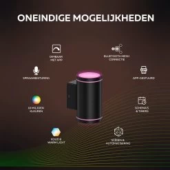 Calex Smart Outdoor LED Buitenlamp - Slimme Up & Down Wandlamp - RGB En Warm Wit Licht - 4W - Zwart 19 Calex Smart Outdoor LED Buitenlamp - Slimme Up & Down Wandlamp - RGB En Warm Wit Licht - 4W - Zwart -Philips Hue Winkel 1200x1200 2140