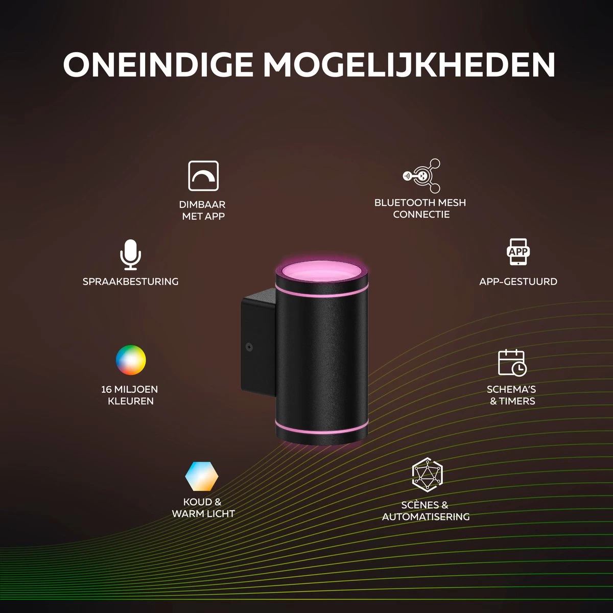 Calex Smart Outdoor LED Buitenlamp - Slimme Up & Down Wandlamp - RGB En Warm Wit Licht - 4W - Zwart 10 Calex Smart Outdoor LED Buitenlamp - Slimme Up & Down Wandlamp - RGB En Warm Wit Licht - 4W - Zwart - Afbeelding 8