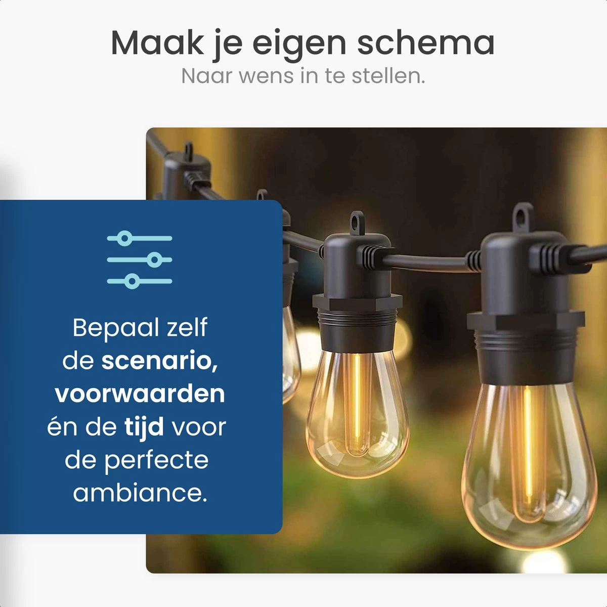 Gologi Lichtsnoer Buiten En Binnen - Lichtslinger 10M - Tuinverlichting LED - Warme Sfeerverlichting 2700K - Smart Verlichting - Koppelbaar Tot 25M 4 Gologi Lichtsnoer Buiten En Binnen - Lichtslinger 10M - Tuinverlichting LED - Warme Sfeerverlichting 2700K - Smart Verlichting - Koppelbaar Tot 25M - Afbeelding 2