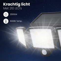 Auronic Buitenlamp - Zonne-energie - Bewegingssensor - 210 LED's Wandlamp - Tuinverlichting - IP65 - Zwart - 2 Stuks -Philips Hue Winkel 1200x1200 2157