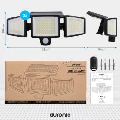 Auronic Buitenlamp - Zonne-energie - Bewegingssensor - 210 LED's Wandlamp - Tuinverlichting - IP65 - Zwart - 2 Stuks -Philips Hue Winkel 1200x1200 2163