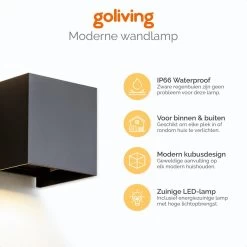 Goliving Lamp – Wandlamp Zwart Binnen En Buiten – Kubuslamp Industrieel – Buitenlamp - Waterdichte LED-verlichting - Energiezuinig En Roestvrij -Philips Hue Winkel 1200x1200 2167