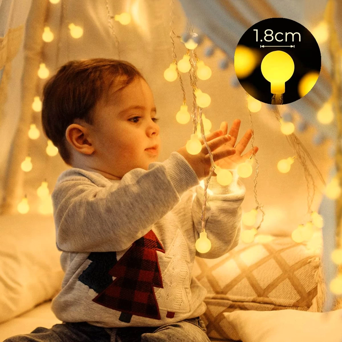 Soothe Lichtsnoer Buiten En Binnen – 10 Meter LED – Lichtslinger – Fairy Lights – Lampjes Slinger – Waterdicht – Op Batterijen - ⌀1.8cm 9 Soothe Lichtsnoer Buiten En Binnen – 10 Meter LED – Lichtslinger – Fairy Lights – Lampjes Slinger – Waterdicht – Op Batterijen - ⌀1.8cm - Afbeelding 7