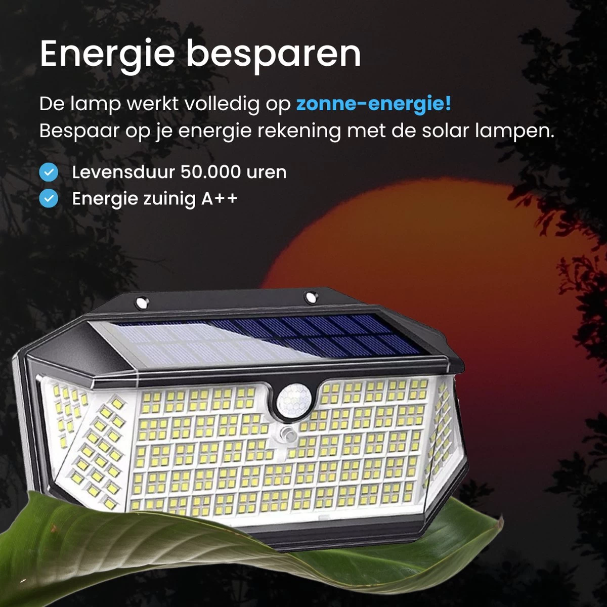 HappyLEDS Solar Wandlamp Met Bewegingssensor - Solar Tuinverlichting - Buitenlamp Met 3 Standen - Wandlamp Buiten - 266 Leds - 2 Stuks - Zwart - 18,5 CM 5 HappyLEDS Solar Wandlamp Met Bewegingssensor - Solar Tuinverlichting - Buitenlamp Met 3 Standen - Wandlamp Buiten - 266 Leds - 2 Stuks - Zwart - 18,5 CM - Afbeelding 3
