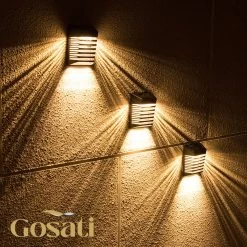 Gosati Solar Buitenlamp - IP65 Waterdicht-Warm Wit (sfeervol) - Tuinverlichting Op Zonne-energie Energie -Schutting Wandverlichting- Solar Buitenverlichting- Led Verlichting - Duurzaam