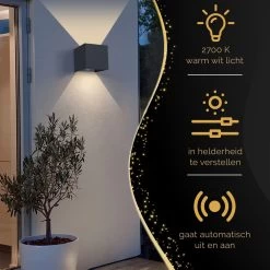 Homèlle Buitenlamp Met Bewegingssensor - Wandlamp Voor Binnen En Buiten - Tuinverlichting - 2700K - Industrieel - Zwart - Design - LED - 10x10x10cm -Philips Hue Winkel 1200x1200 2298