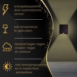Homèlle Buitenlamp Met Bewegingssensor - Wandlamp Voor Binnen En Buiten - Tuinverlichting - 2700K - Industrieel - Zwart - Design - LED - 10x10x10cm -Philips Hue Winkel 1200x1200 2302
