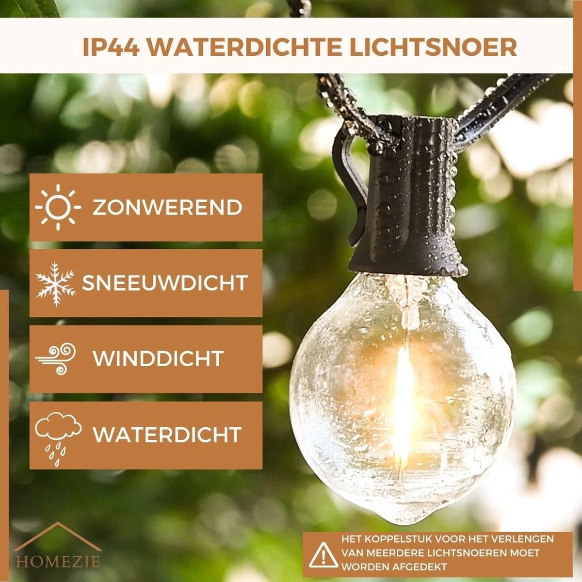 Homezie Lichtsnoer | 16 Meter | Waterdicht | 30 Kunststof LED Lampjes Warm Wit | Lampjes Slinger | Tuinverlichting | Tuinverlichting Buiten Lichtsnoeren | Lichtsnoer Buiten | Prikkabel | Kerstverlichting Buiten 4 Homezie Lichtsnoer | 16 Meter | Waterdicht | 30 Kunststof LED Lampjes Warm Wit | Lampjes Slinger | Tuinverlichting | Tuinverlichting Buiten Lichtsnoeren | Lichtsnoer Buiten | Prikkabel | Kerstverlichting Buiten - Afbeelding 2