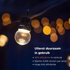 Novalits - Lichtsnoer Buiten & Binnen – Lichtslinger 16 Meter Met 25 LED's – Tuinverlichting Led - Sfeerverlichting - Prikkabel - Lampjes Slinger - Feestverlichting - Met Afstandsbediening & Dimfunctie - 4 Extra Leds -Philips Hue Winkel 1200x1200 2443
