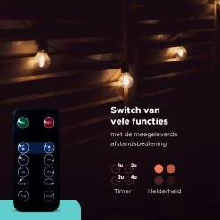 Novalits - Lichtsnoer Buiten & Binnen – Lichtslinger 16 Meter Met 25 LED's – Tuinverlichting Led - Sfeerverlichting - Prikkabel - Lampjes Slinger - Feestverlichting - Met Afstandsbediening & Dimfunctie - 4 Extra Leds -Philips Hue Winkel 1200x1200 2445