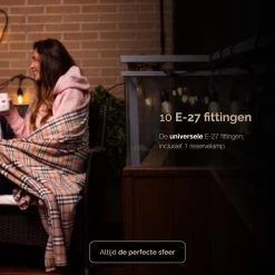 QHouse® Basic Black Lichtsnoer – Lichtslinger - Tuinverlichting - Tuinverlichting LED Buiten - Prikkabel – 10 Meter - E-27 Fitting - Zwart -Philips Hue Winkel 1200x1200 2475