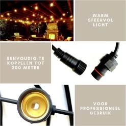 A Sunny Day Lichtsnoer Buiten - 10 Meter Inclusief 10 LED Lampen - 10 Meter Lichtsnoer Voor Buiten + 2 Meter Aansluitsnoer - Prikkabel - Priklicht - Lichtsnoer - 10 LED Lampen - E27 Fitting - Verlengbaar - Lichtsnoer Binnen -Philips Hue Winkel 1200x1200 2481