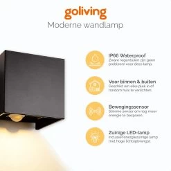 Goliving Buitenlamp Met Bewegingssensor – Wandlamp Zwart Binnen En Buiten – Kubuslamp Industrieel – Waterdichte LED-verlichting - Energiezuinig En Roestvrij 15 Goliving Buitenlamp Met Bewegingssensor – Wandlamp Zwart Binnen En Buiten – Kubuslamp Industrieel – Waterdichte LED-verlichting - Energiezuinig En Roestvrij -Philips Hue Winkel 1200x1200 2511