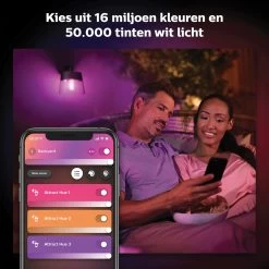 Philips Hue Attract Muurlamp - Wit En Gekleurd Licht - Zwart -Philips Hue Winkel 1200x1200 2519