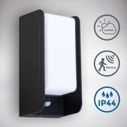 B.K.Licht - Buiten Wandlamp - Met Bewegingssensor - Voor Buiten - Netstroom - Metalen - Rechthoekige - Zwarte Wandlampen - Met 1 Lichtpunt - IP44 - Buitenverlichting - Buitenlamp - E27 Fitting - 25.5x12x10 Cm - Excl. Lichtbron -Philips Hue Winkel 1200x1200 2576