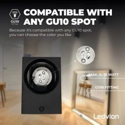 Ledvion Helene - Wandlamp Buiten - Zwart - Up Down Light - 2x GU10 Fitting - IP54 -Philips Hue Winkel 1200x1200 2632