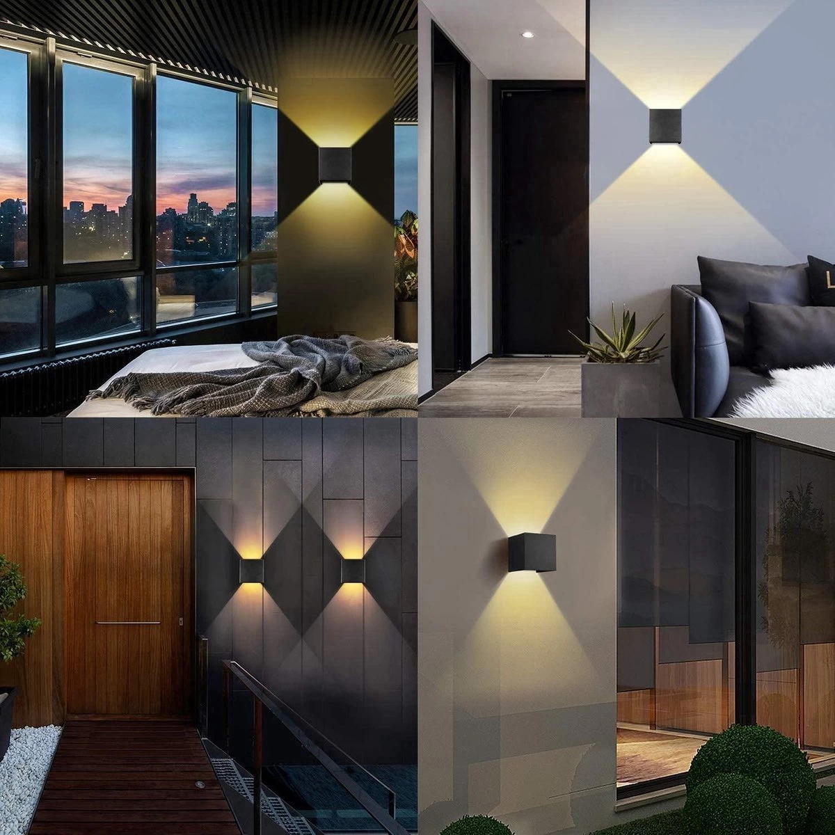 LED Wandlamp Dimbaar Set Van 3 - Zwart - 2x3 Watt - 3000k Warm Wit - 10x10x10cm - Geschikt Voor Binnen En Buiten - Kubus Lamp - Industrieel 7 LED Wandlamp Dimbaar Set Van 3 - Zwart - 2x3 Watt - 3000k Warm Wit - 10x10x10cm - Geschikt Voor Binnen En Buiten - Kubus Lamp - Industrieel - Afbeelding 5