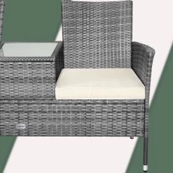 Casaria Polyrattan Tuinbank - Incl. Tafel & Kussens 7 Cm - Grijs -Philips Hue Winkel 1200x1200 267