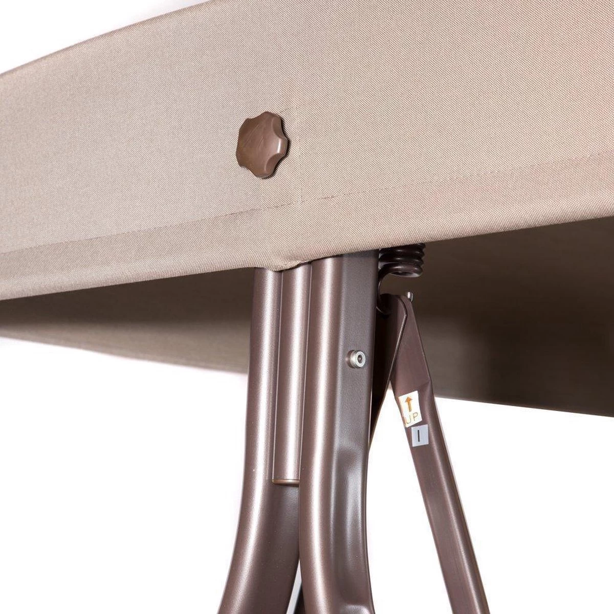 SORARA® Luxe Schommelbank Met Zonnescherm - Bruin - Zware Kwaliteit. 10 SORARA® Luxe Schommelbank Met Zonnescherm - Bruin - Zware Kwaliteit. - Afbeelding 8