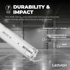 Ledvion LED TL Armatuur 150cm - Dubbel - IP65 - Geschikt Voor Koppelbaar - RVS Clips -Philips Hue Winkel 1200x1200 2749