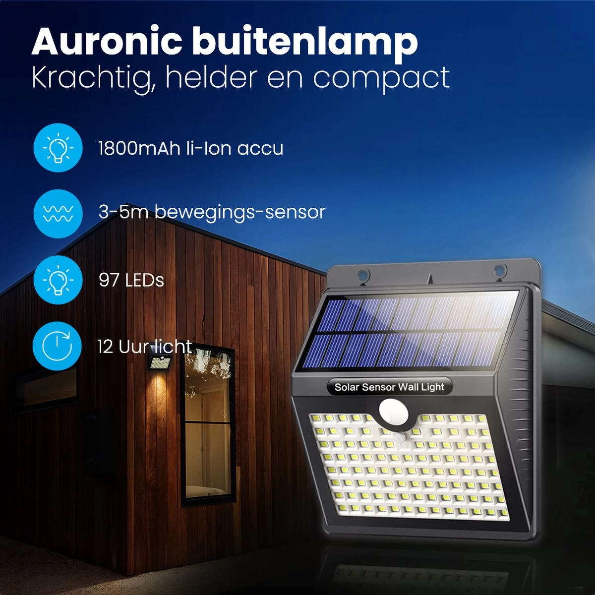 Auronic Solar Buitenlamp Met Bewegingssensor - 97 LED's - Wit Licht - Op Zonne-energie - IP65 Waterdicht - 4 Stuks 4 Auronic Solar Buitenlamp Met Bewegingssensor - 97 LED's - Wit Licht - Op Zonne-energie - IP65 Waterdicht - 4 Stuks - Afbeelding 2