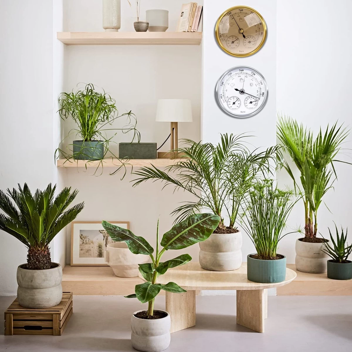 Luxe Barometer Weerstation Met Thermometer Hygrometer Messing Zilverkleurig – Voor Binnen En Buiten 8 Luxe Barometer Weerstation Met Thermometer Hygrometer Messing Zilverkleurig – Voor Binnen En Buiten - Afbeelding 6