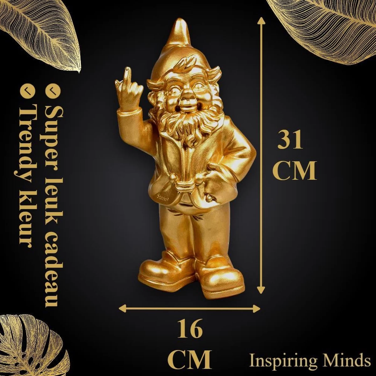 Tuinkabouter Middelvinger Tuin Kabouter 31cm Goud | GerichteKeuze 6 Tuinkabouter Middelvinger Tuin Kabouter 31cm Goud | GerichteKeuze - Afbeelding 4