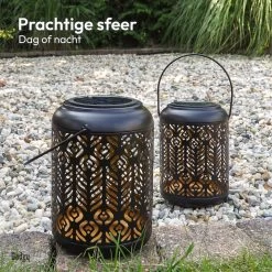 Gadgy Solar Lantaarn Pauw - Tafellamp Set Van 2 - Solar Tuinverlichting Op Zonneenergie - Led Buitenverlichting Met Dag/nacht Sensor - Hanglamp - Tuinlantaarn - 27 X Ø 12.5 Cm - Zwart/Goud - Metaal -Philips Hue Winkel 1200x1200 2930