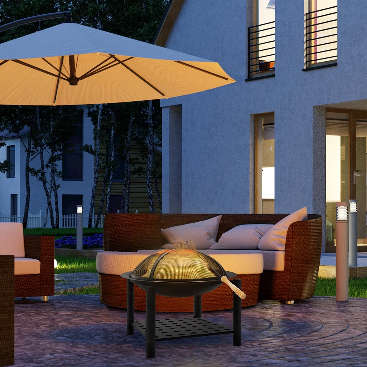 Gardebruk Vuurkorf Rond Ø 55 Cm – Incl. Pook & Vonkrooster – Zwart 9 Gardebruk Vuurkorf Rond Ø 55 Cm – Incl. Pook & Vonkrooster – Zwart - Afbeelding 7